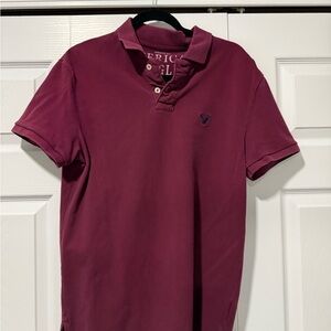 American Eagle Outfitters Men's Burgundy Polo Shirt